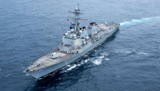 Image:The guided missile destroyer USS Mason taking part in Operation Prosperity Guardian in the Red Sea. Image: Christopher J Krucke/DVIDShub