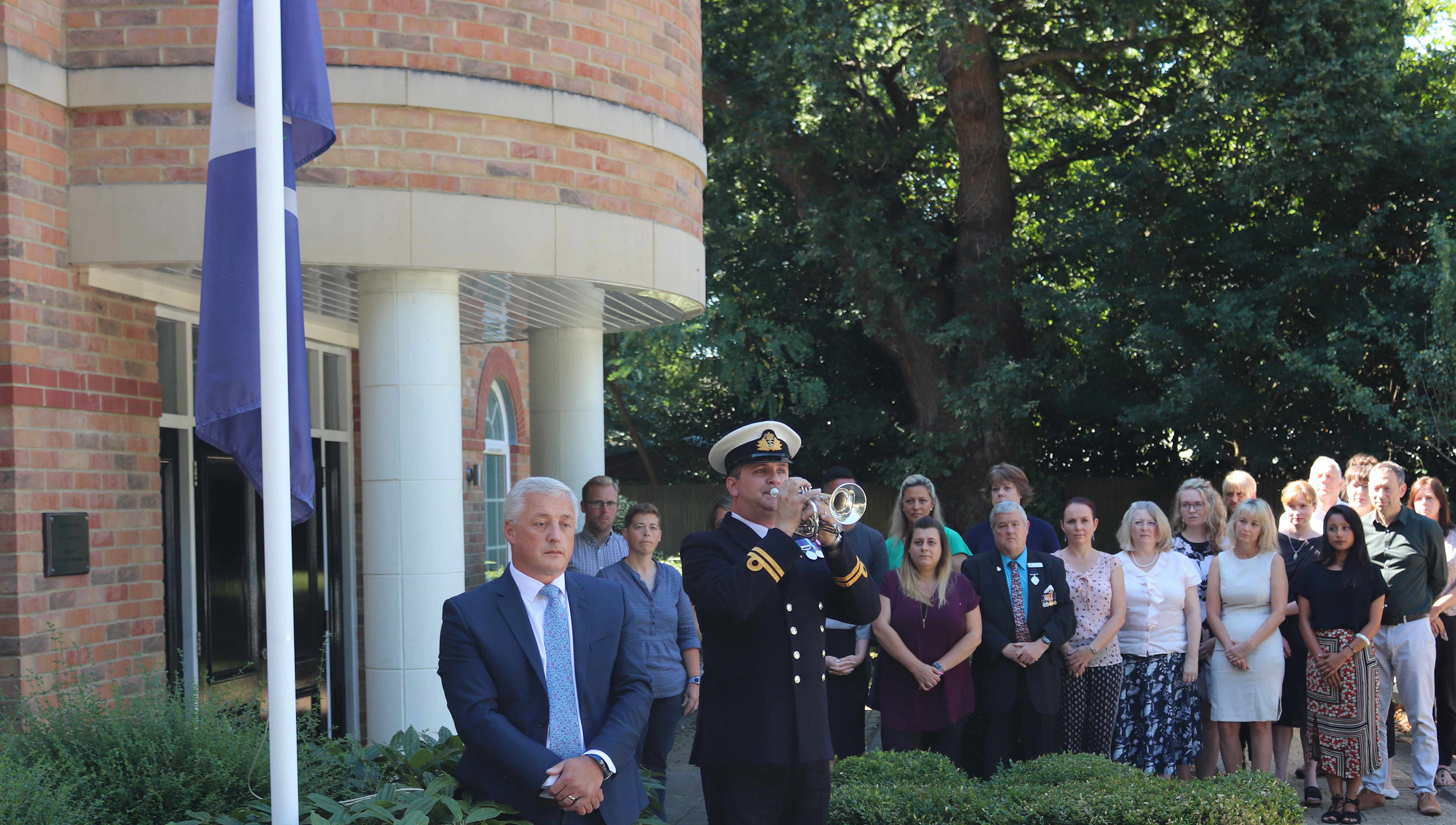 Image:Sailors' Society Southampton office flies its flag at half-mast in honour of Warilda.