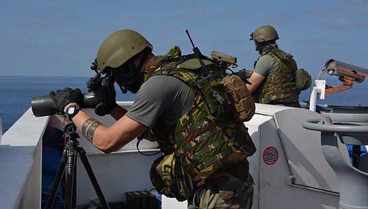 Image:Merchant ships can request protection by soldiers from a Vessel Protection Detachment (VPD). Image: Wikimedia Commons
