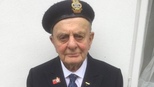 Image:Captain Frank Le Messurier in 2016, pictured representing Merchant Navy veterans at a remembrance event . Image: Nick Le Messurier