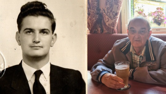 Image:Tony Fell in 1958 and 2022. 