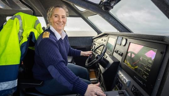 Image:Safe navigational passage: UK marine pilot Captain Jessica Tyson at work along the 25 miles of river under the jurisdiction of the Port of Bridgwater in Somerset. Images: Brad Wakefield