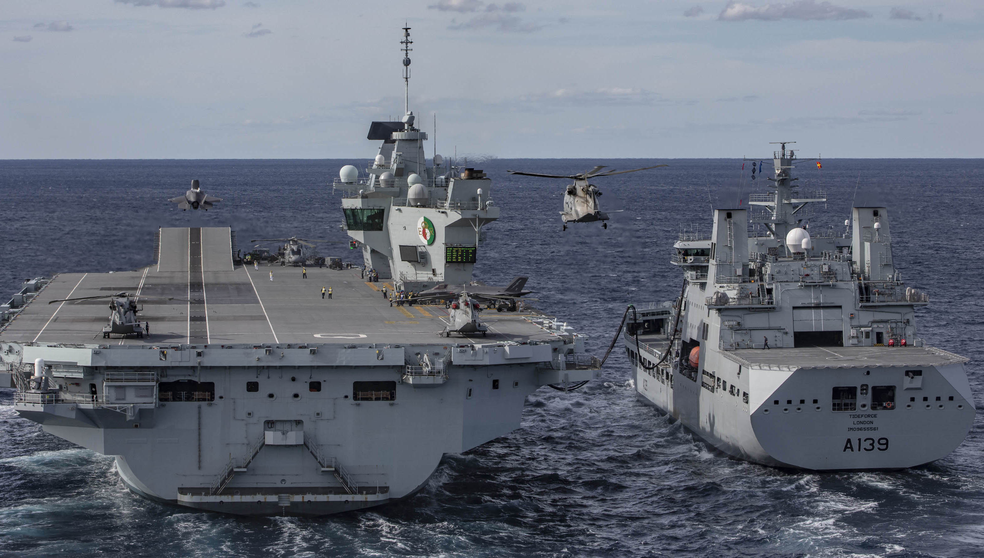Image:RFA Tideforce during the Carrier Strike Group exercise. Images: RFA