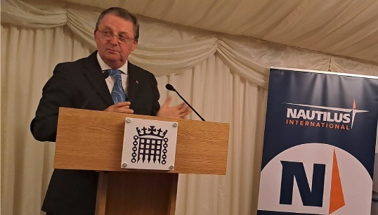 Image:Nautilus general secretary Mark Dickinson at the parliamentary event where the Maritime UK Diversity in Maritime Pledge was launched. Image: Nautilus International