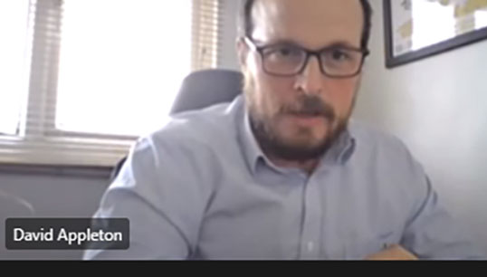 Image:Nautilus official David Appleton speaking at the online meeting of the Nautilus Professional and Technical Forum on 6 April 2021