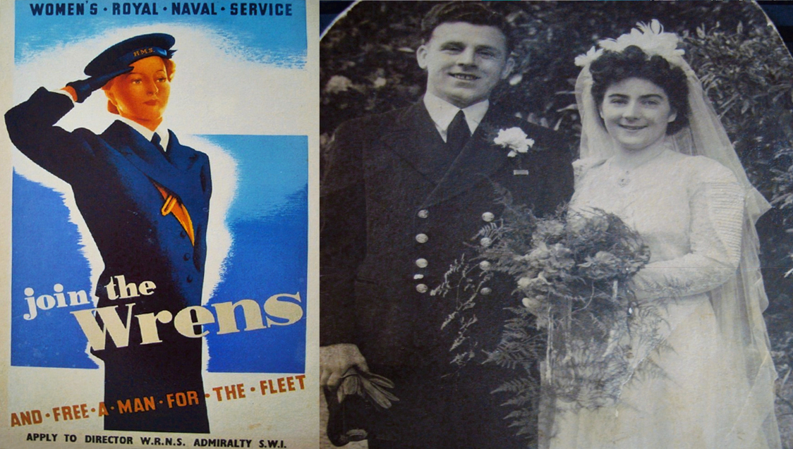Image:Imelda Jamieson with her husband George on their wedding day. As a former Wren during World War Two, and past Mariners' Park resident, she was remembered during the 75th D-Day commemorations.