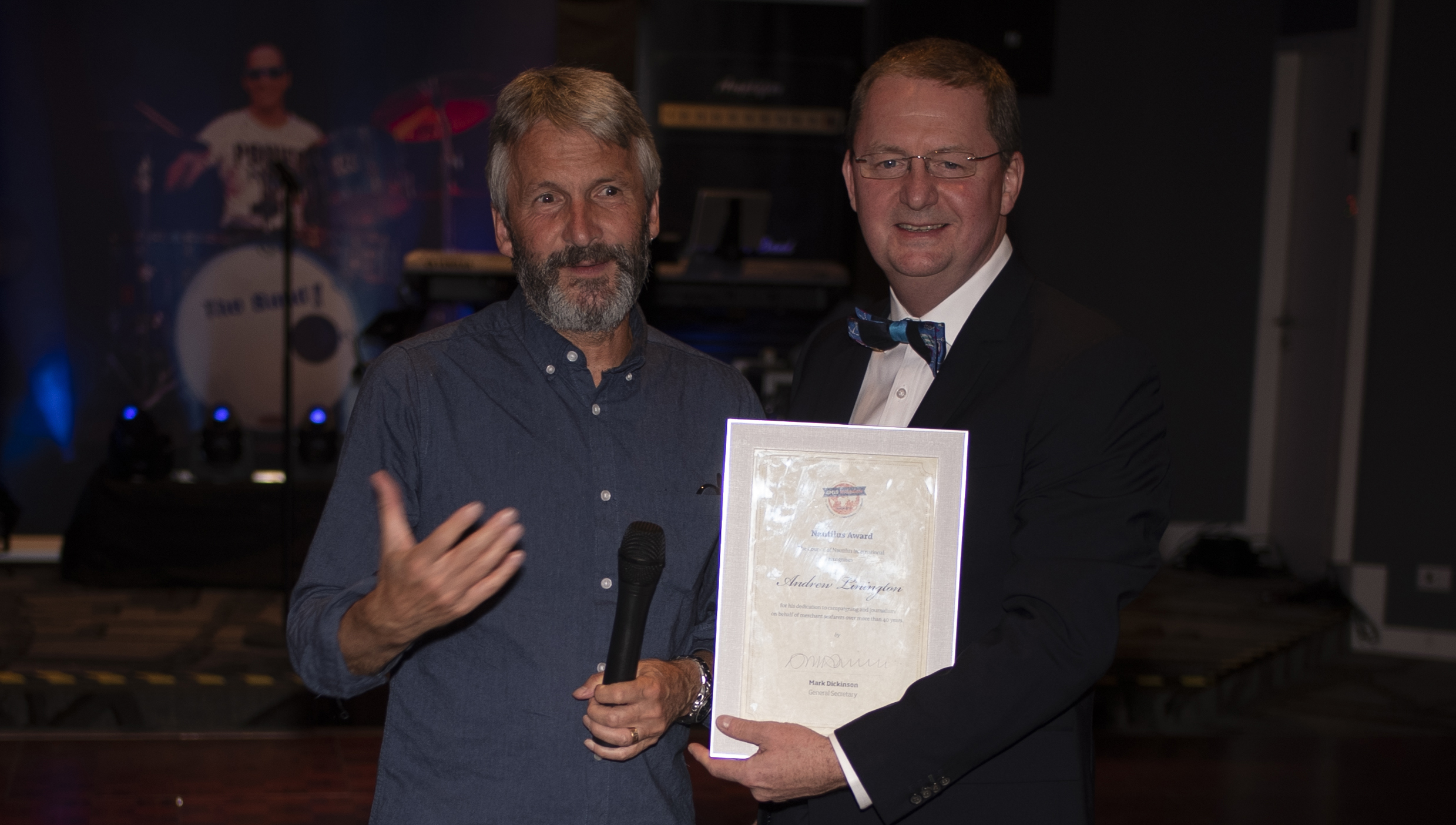 Image:Andrew Linington received one of the Union's top honours for his dedication to campaigning and journalism on behalf of merchant seafarers