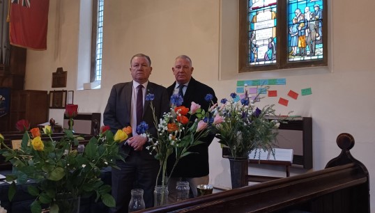 Image:Nautilus head of industrial Micky Smyth (left) and former Nautilus Council member Phil Lees paying their respects on the 36th anniversary of the disaster. Image: Nautilus International
