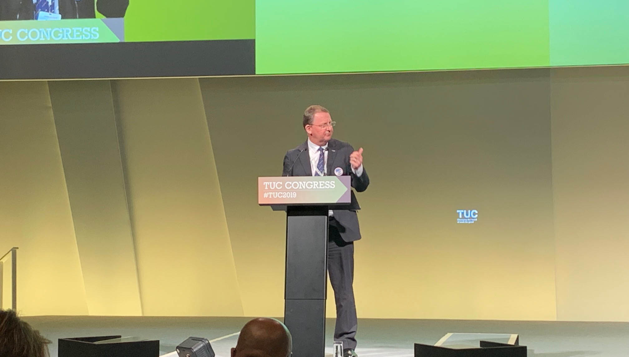 Image:Nautilus general secretary Mark Dickinson at the Trades Union Congress 2019 in Brighton 