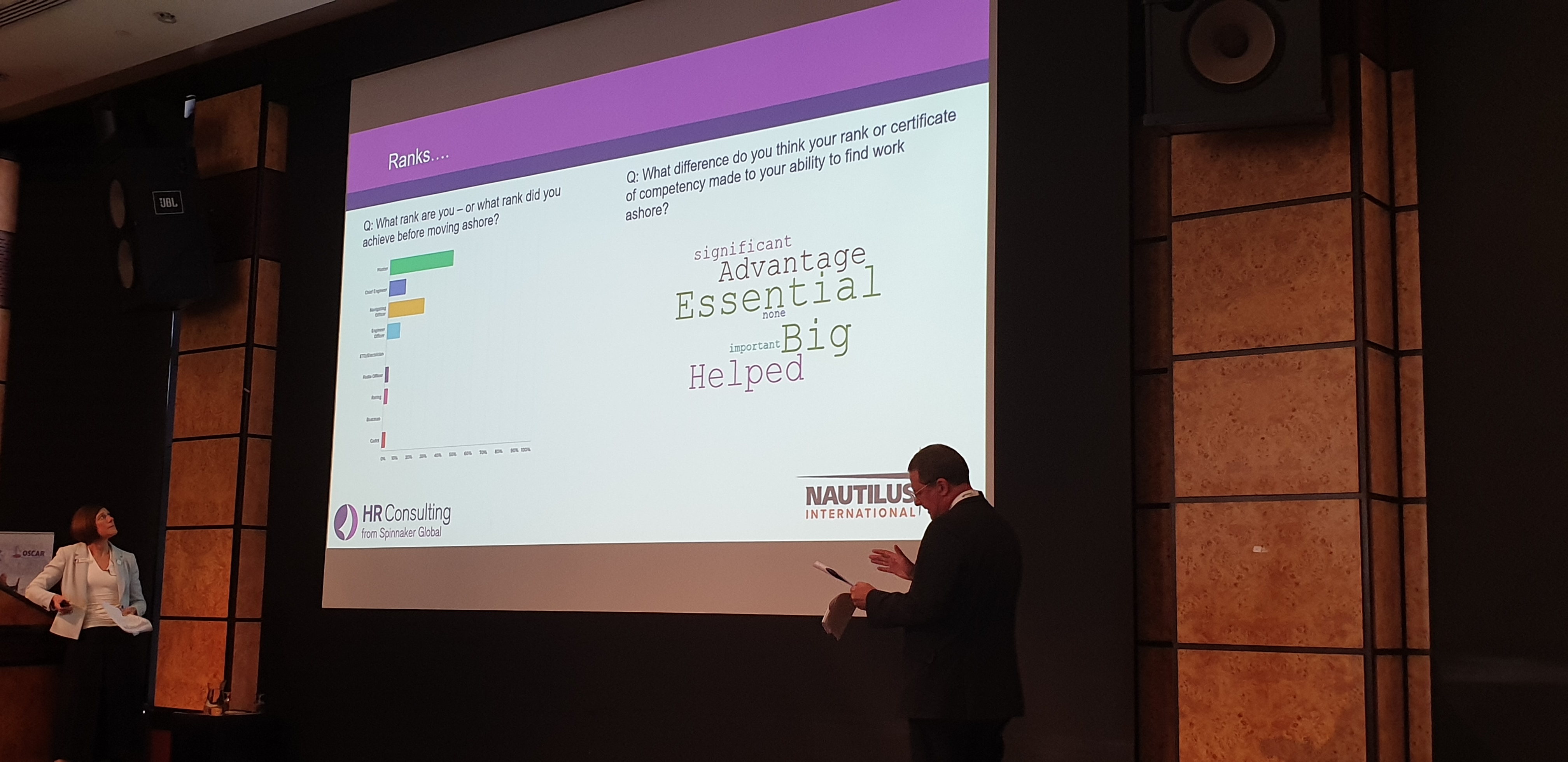 Image:Nautilus general secretary Mark Dickinson presenting the preliminary findings at HR Consulting event