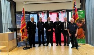 Image:Nautilus Council member Allan Dickson with other MNA Edinburgh branch members at an event held after the Leith service on the Vine Trust's Tom Dunn barge. It was the second consecutive year, that the branch had held a remembrance service.   Image: courtesy of S Mitchell