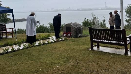 Image:Richard Mitchell laid the wreath at the Atlantic Stone on behalf of Nautilus Mariners' Park residents for their annual Merchant Navy Day flag-raising service. All images: Nautilus International except where indicated.