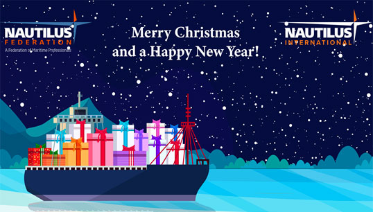 Image:Seasons' greetings from Nautilus International and the Nautilus Federation. Image: Nautilus International