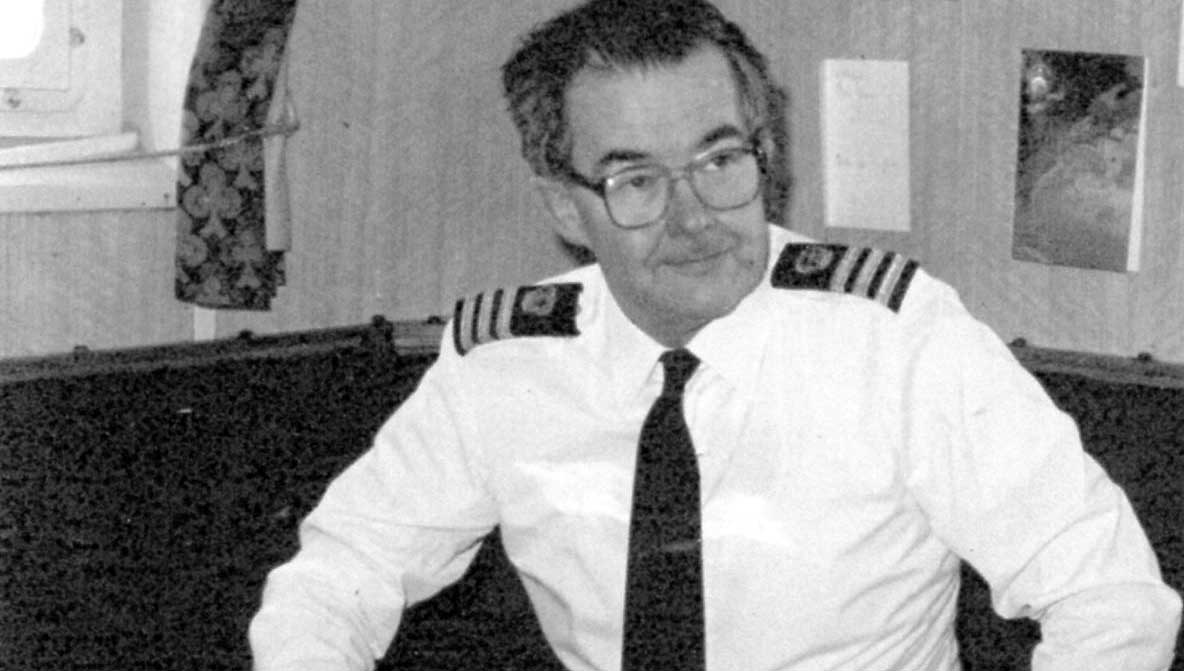 Image:Captain Michael Harding in May 1985, onboard the RRS Discovery 