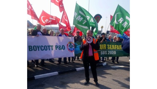 Image:Nautilus head of industrial Micky Smyth spoke to protesters while attending the rally. Image: Nautilus International
