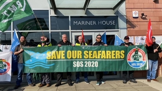 Image:Protests have taken place in Scotland against the sacking of seafarers. Image: Nautilus International