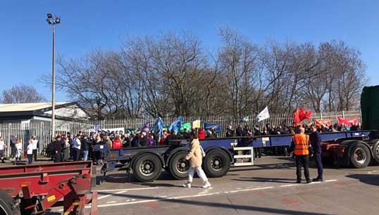 Image:Protests against P&O Ferries' layoffs, such as this one in Liverpool on Friday 18 March, have continued throughout the UK since the news broke. Image: Nautilus International