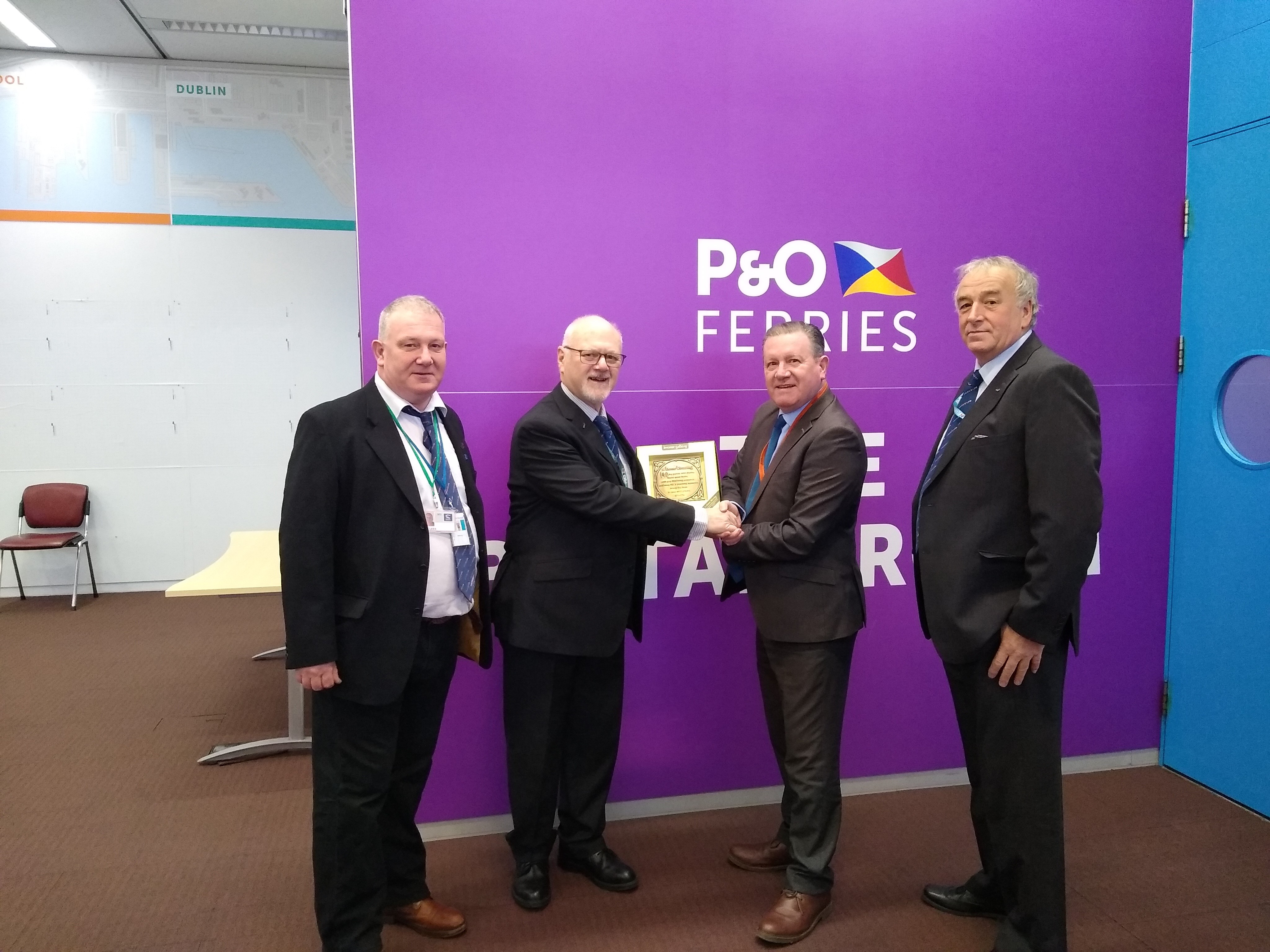 Image:Presentation ceremony: (from left-right) Phil Lees, Paul Dilks, Micky Smyth and Chris Lewis