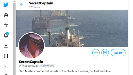 Image:The @TheSecretCapt Twitter account first launched in January 
