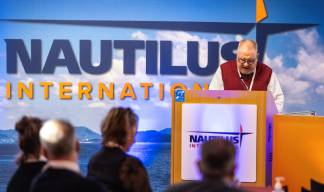 Image:Nautilus member Stephen Gudgeon seconding the motion Fair ferries in UK waters: 'We want Nautilus to push to improve work for thousands of exploited seafarers. No company should be allowed to “price in” unlawful activity.’