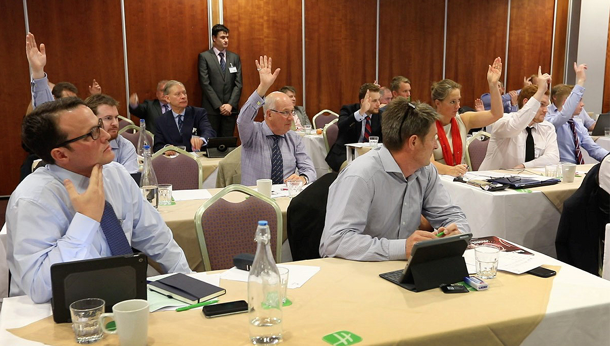 Image:Members voting at the UK branch conference in Liverpool. Image: Colin McPherson.