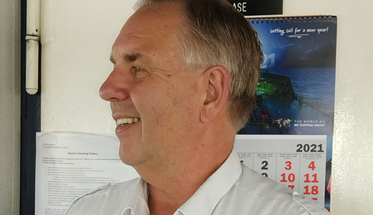 Image:Captain Constant Herfst, chair of the Koninklijk College Zeemanshoop and serving master onboard tanker MT Thun Gratitude.