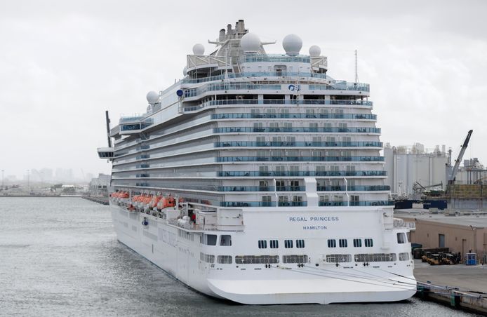 Image:De Regal Princess een paar weken geleden toen het, op last van de autoriteiten, in de Verenigde Staten aan de kade lag. © AP