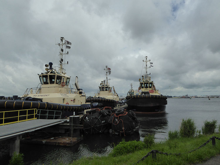Image:De 63 werknemers eisen dat ze betaald worden voor alle gewerkte uren. Vakbonden FNV Havens en Nautilus International vinden de eisen van de sleepbootbemanningen ‘meer dan gerechtvaardigd'.