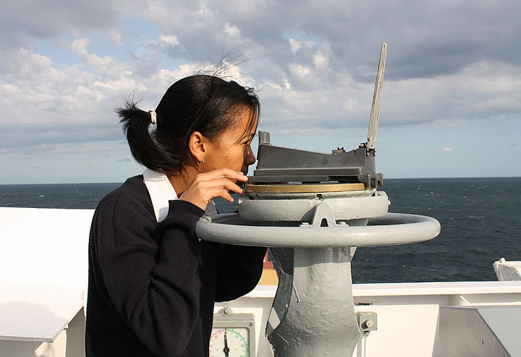 Image:Taking bearings - all part of maritime cadet training