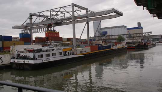 Image:A referendum is being held in November on whether the new Gateway Basel Nord port should be constructed. Image: A Basel container port, Nautilus stock photos.