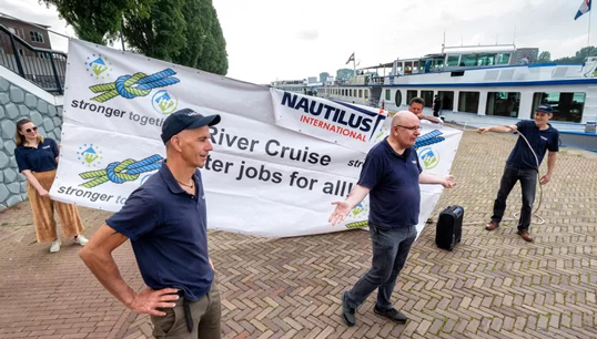 Image:Holger Schatz, left: 'A lot needs to change in the river cruise industry. Unpaid overtime and company constructions in Malta and Cyprus are still a big problem at SijFa and elsewhere.'