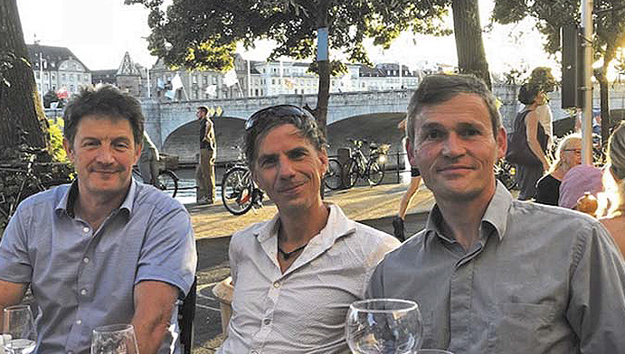 Image:Der neue Mitarbeiter von Nautilus Schweiz Piet Dörflinger - rechts neben Marcel van
den Broek (links) - und Holger Schatz nach der Jahresversammlung im Juni 2018.