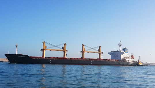 Image:A Swiss flagged bulk carrier vessel, the Navaire Moleson in a Casablancan port. Image: file pic Wikimedia Commons.