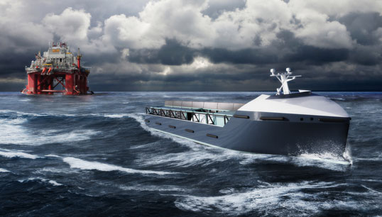Image:Rolls-Royce's vision of an automated offshore supply vessel. The company says the sector could be one of the first to regularly use 'smart' ships. Image: Rolls-Royce