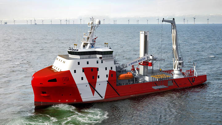 Image:VOS Stone, an offshore support vessel where maritime professionals are gaining valuable experience in windfarm construction