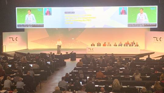 Image:Nautilus head of international organising Garry Elliot spoke on behalf of Nautilus members on the composited motion at TUC Congress. Image: Nautilus International