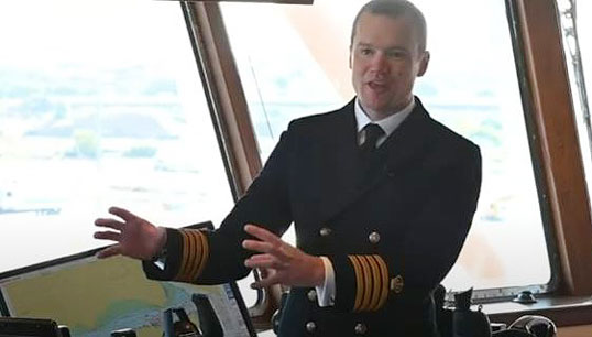 Image:Captain Will Whatley during a BAS video interview on the bridge. Image: BAS video