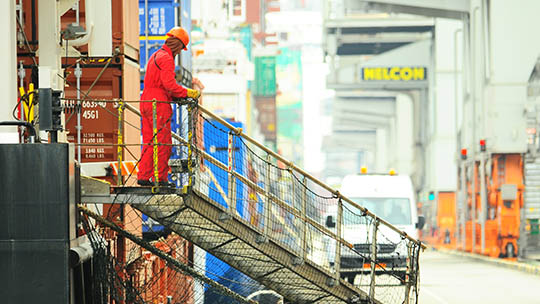 Image:Containership crew: seafarers look to Nautilus for assistance and advice in times of uncertainty.