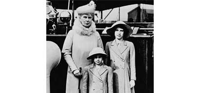 Image:Princess Elizabeth and her younger sister Princess Margaret on a tour of the London dockyards with their grandmother Queen Mary. Image: Wikimedia Commons