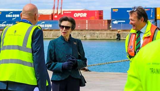 Image:The Princess Royal visits Bristol Port. Image: Maritime UK
