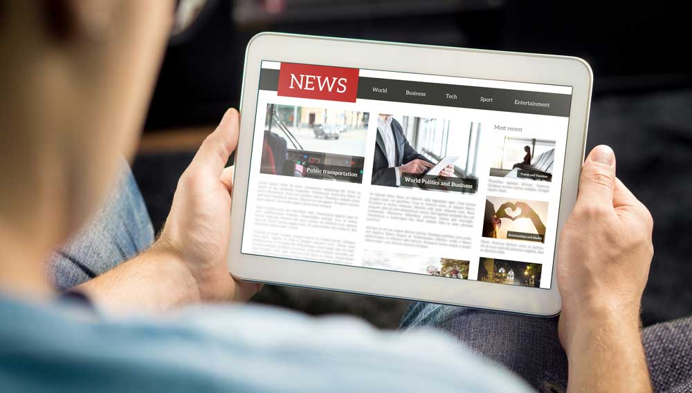 Image:The complimentary compressed news, which amounted to less than 100kb file sizes, includes a four-page pdf of its International newspaper and a puzzle page pdf file. Image: Getty Images