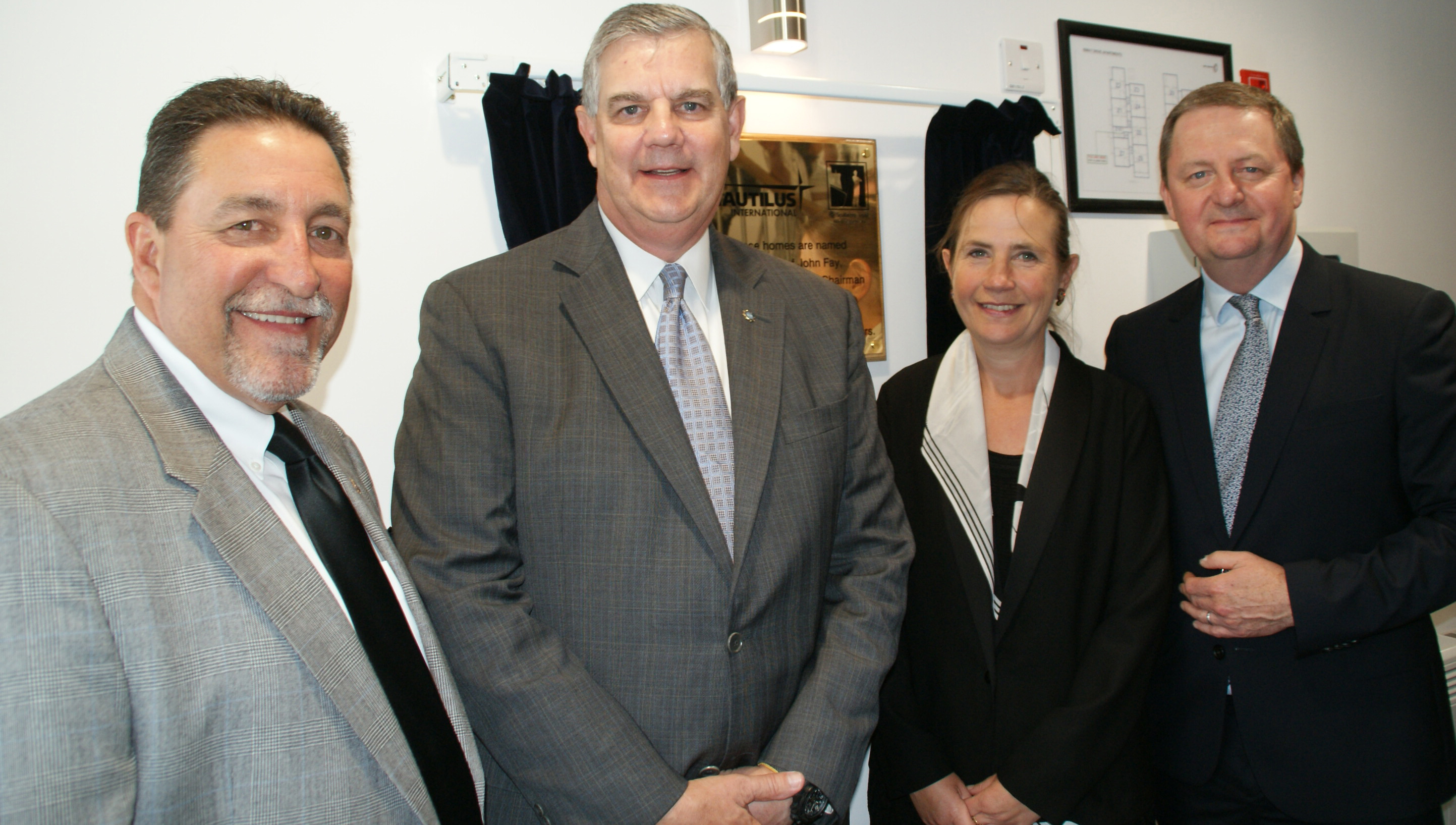 Image:At the opening from left to right are:Dave Heindel, chair of the ITF Seafarers' Trust board of trustees; John Fay Jr; Katie Higginbottom, head of the ITF Seafarers' Trust, and Mark Dickinson