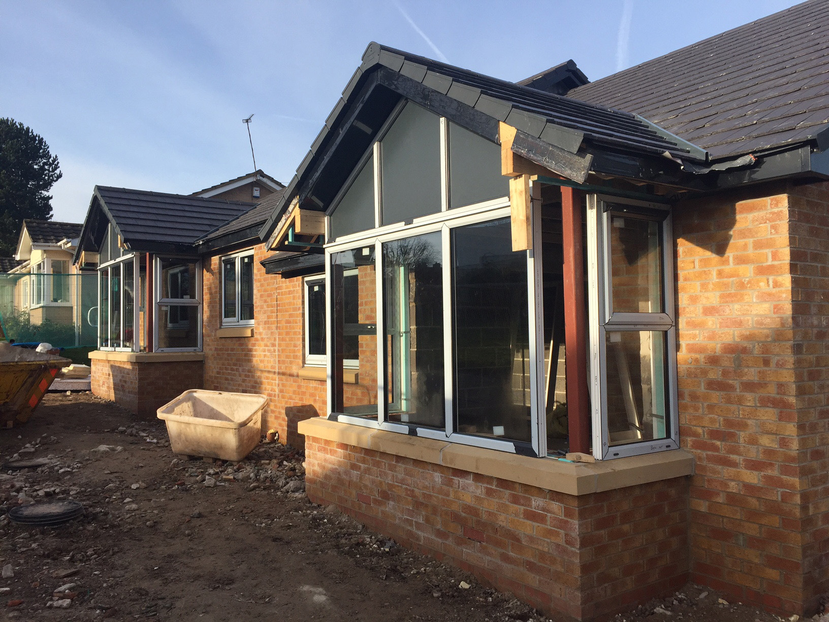 Image:The two new bungalows at Mariners’ Park which are due to be ready for occupation in May.