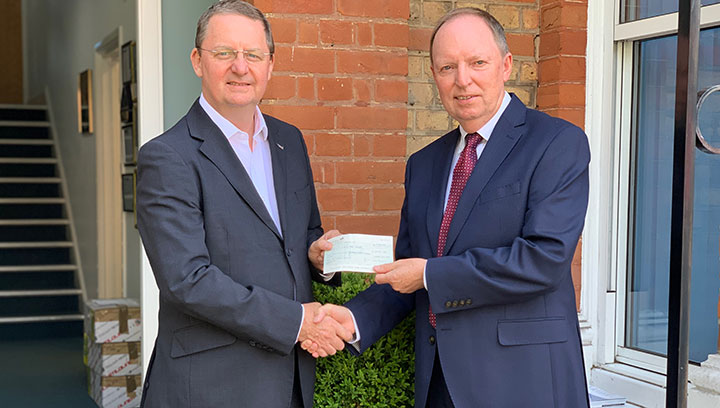 Image:Nautilus general secretary Mark Dickinson receives a donation for the Nautilus Welfare Fund from Leasowe Golf Club’s captain Mike Jess