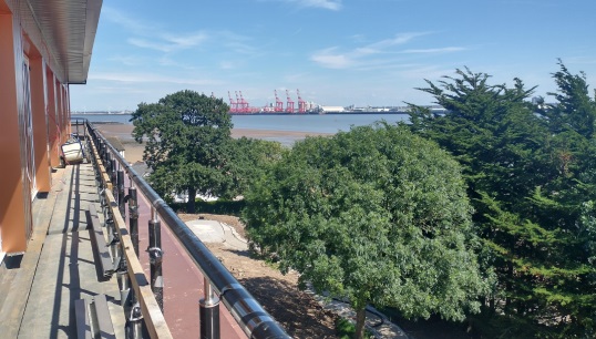Image:A view from 'the bridge', the balcony of the Union's new head office looking towards Seaforth docks across the River Mersey. Images: Nautilus International