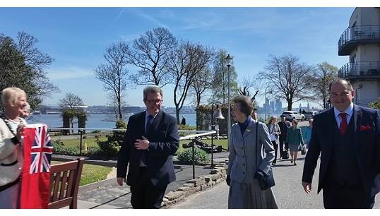 Image:Nautilus director of welfare and care Andrew Jones (right) escorts HRH The Princess Royal on a tour of Mariners' Park. Image: James Beard