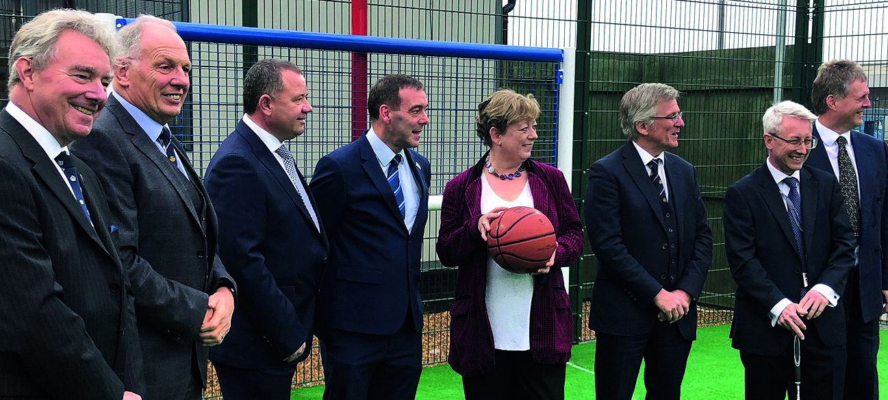 Image:Thurrock MP Jackie Doyle Price is pictured with MNWB officials, port and shipping industry representatives after she opened a new basketball court and sports area at the London Tilbury Seafarers Centre. The new facility was built with support from the MNWB, the Port of Tilbury, Seafarers UK, the ITF Seafarers' Trust, and the Port of London Authority. The scheme was the brainchild of a port chaplain who had noticed how the crew on a visiting vessel had erected a makeshift basketball hoop and net (to stop the ball dropping into the Thames) on one side of their ship.