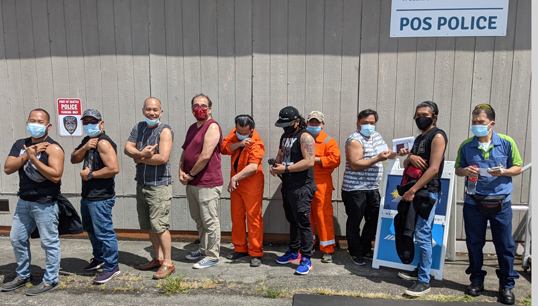 Image:Seafarers in Seattle celebrate after receiving their Covid-19 vaccinations. Image: The Mission to Seafarers