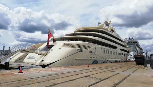 Image:The Dilbar which berthed in Southampton: Image: Twitter - Suzuki Marine UK