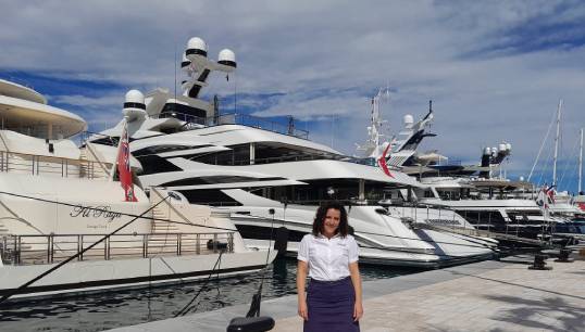 Image:Nautilus specialist yacht officials such as Laura Molineux (pictured) are regularly on hand at superyacht shows to talk to crew about any issues. Image: Nautilus International/Monaco 2022